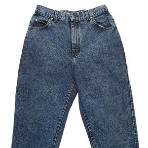 VTG Lee Jeans Women's Size 14 M High Waisted Tapered Leg Dark Acid Wash
